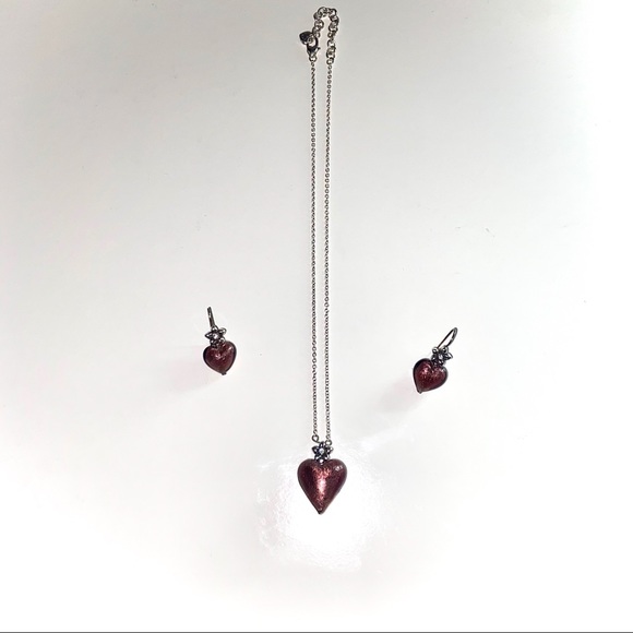 Venetian Reflection Heart Necklace & Earrings - Picture 4 of 5